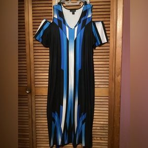 Multi print cold shoulder dress